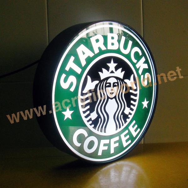 starbucks round shape acrylic led light box